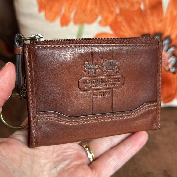 RARE COACH BLEECKER LEATHER MINI SKINNY TATTERSALL CARD CASE KEY WALLET 2007 EUC - Picture 12 of 17